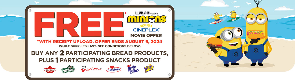 Bimbo Canada Despicable Me-Minions Movie Offer Free “Despicable Me 4” Ticket or Cineplex Store Download